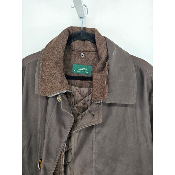 Lauren Ralph Lauren Mens Sz XL Wool Blend Trench Coat Brown Layered - Picture 2 of 4